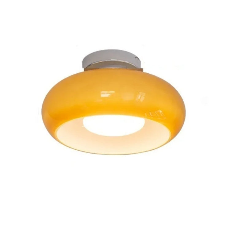 AmberSphere: Modern Round Ceiling Light with Warm Glass Shade