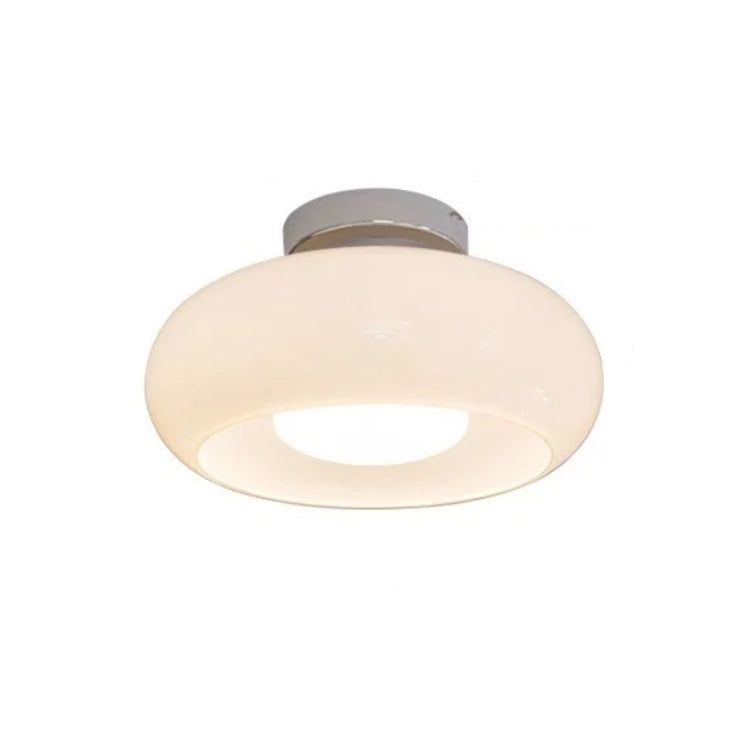 AmberSphere: Modern Round Ceiling Light with Warm Glass Shade