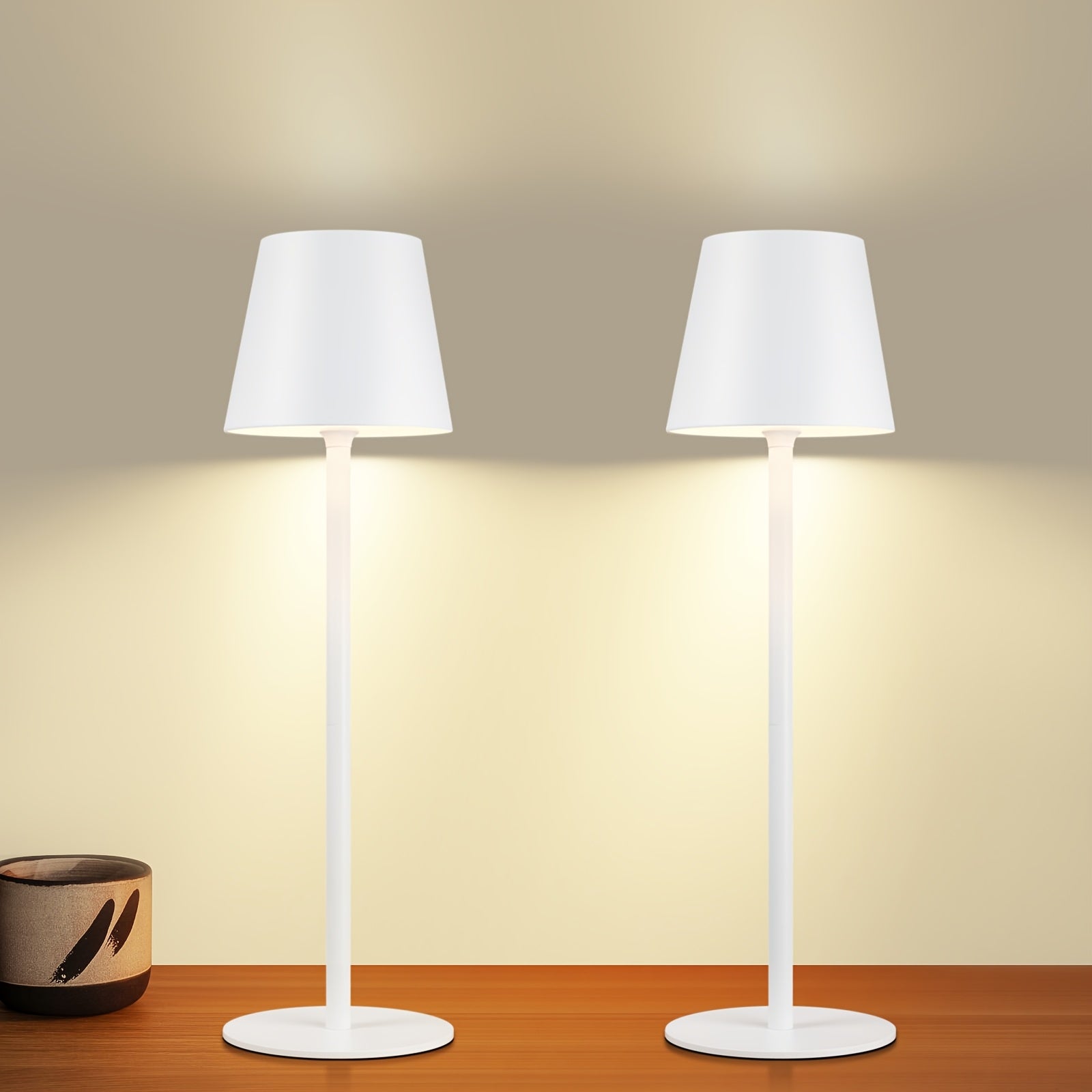 Set of 2 Rechargeable Wireless LED Touch Table Lamps