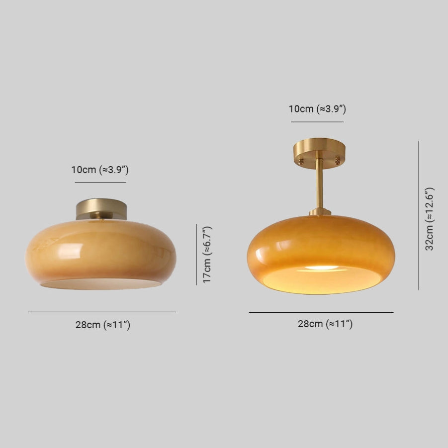 AmberSphere: Modern Round Ceiling Light with Warm Glass Shade
