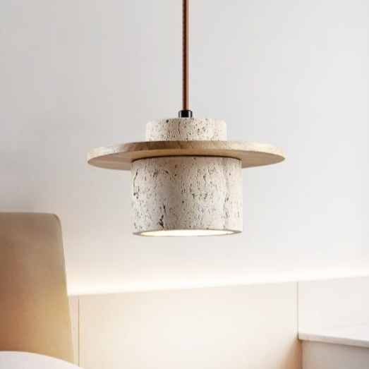 AuraStone: Travertine Pendant Light - Natural Elegance for Your Space