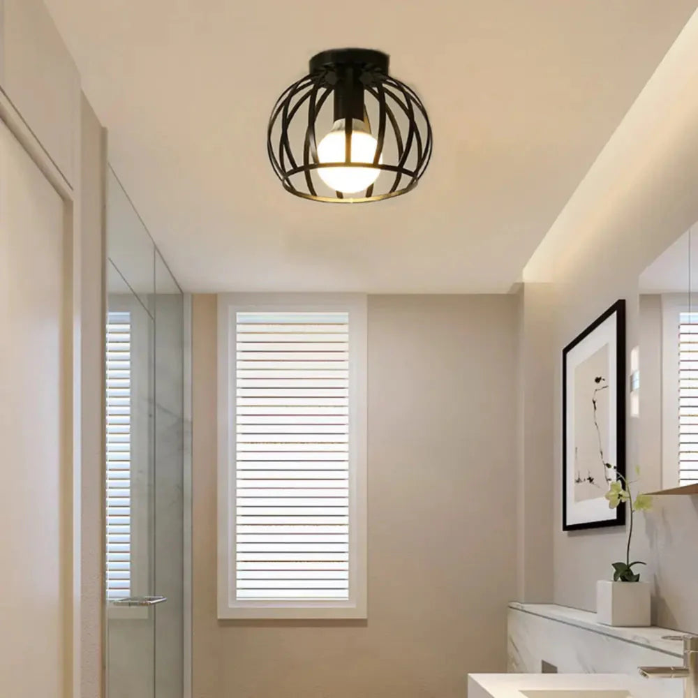 Luminara Black Vintage Industrial Metal Ceiling Light Fixture