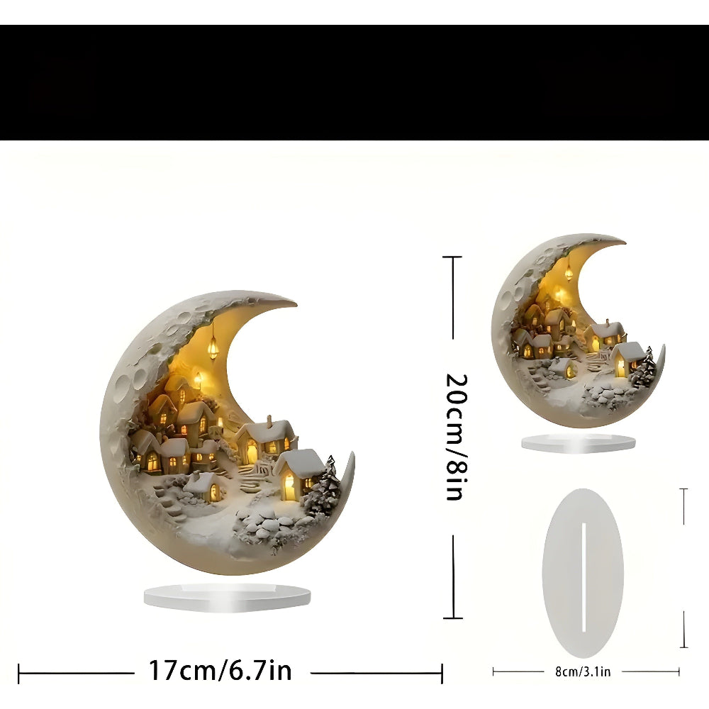 Acrylic Moonlit Village Scene - Enchanting Home Decor