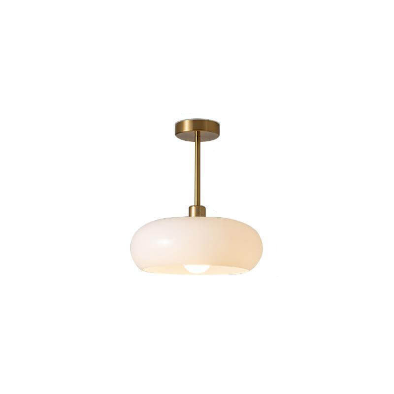 AmberSphere: Modern Round Ceiling Light with Warm Glass Shade