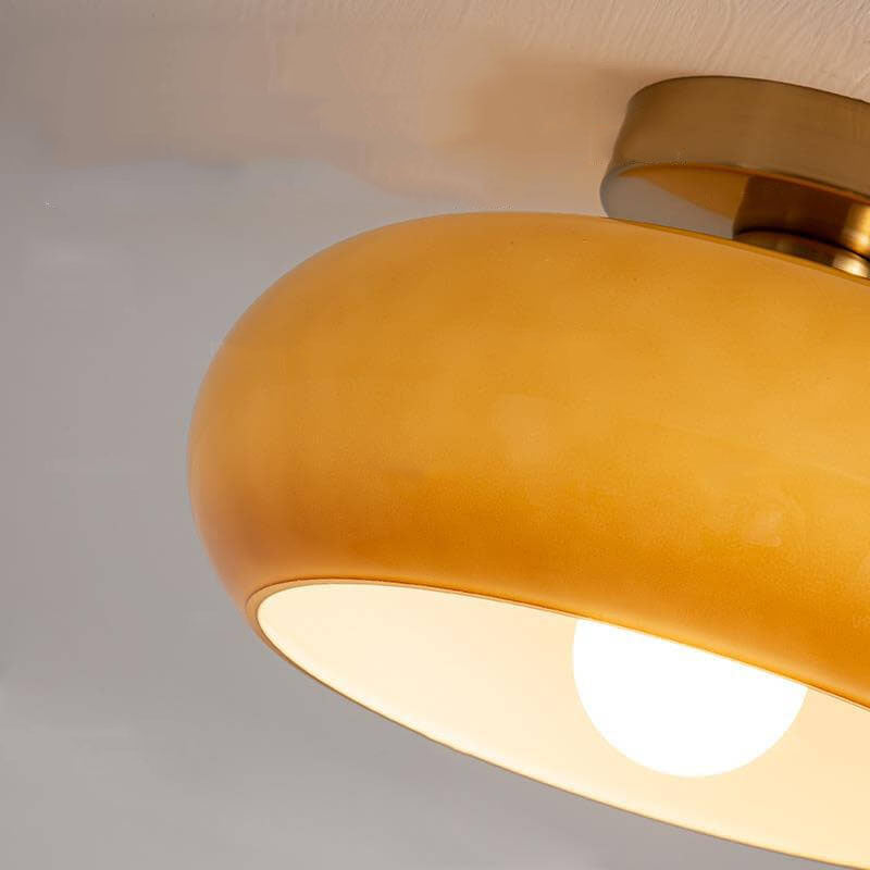AmberSphere: Modern Round Ceiling Light with Warm Glass Shade
