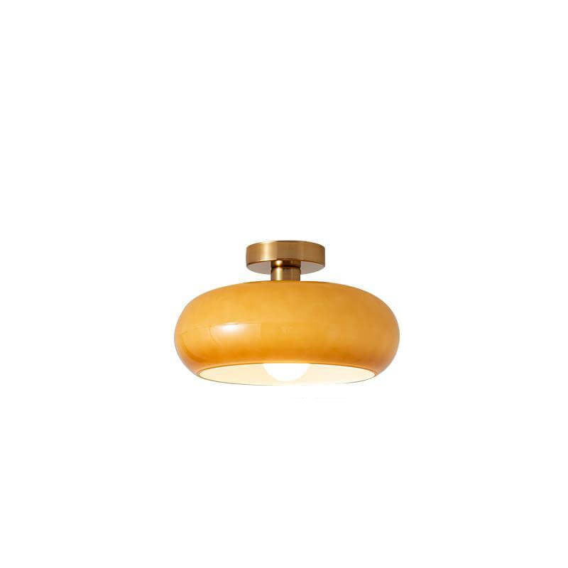 AmberSphere: Modern Round Ceiling Light with Warm Glass Shade