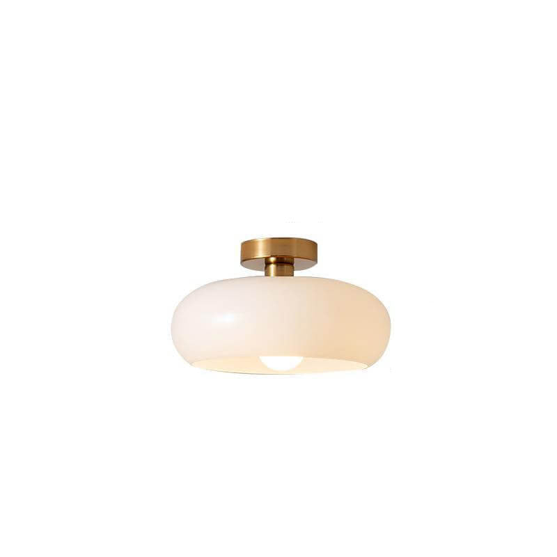AmberSphere: Modern Round Ceiling Light with Warm Glass Shade
