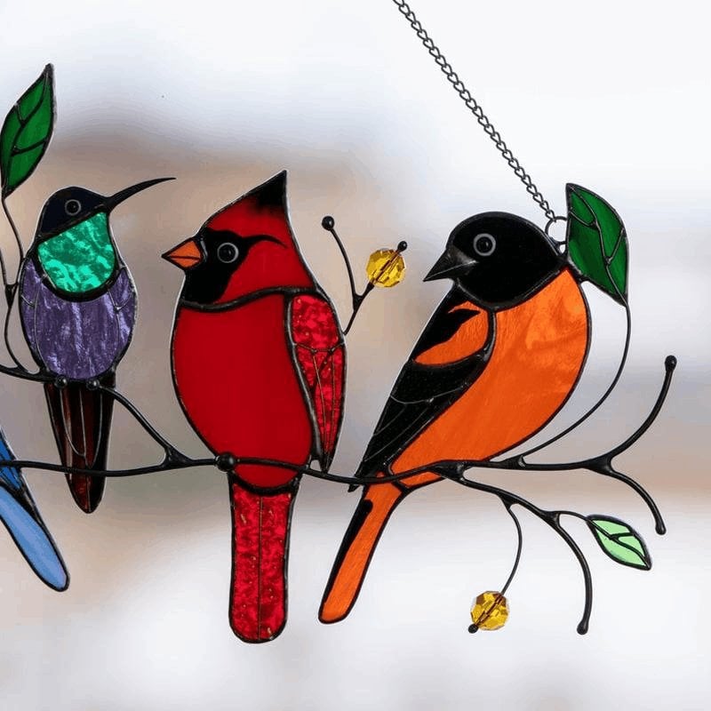 Last Day Special Sale 🐦The Best Gift-Birds Stained Window Panel Hangings🎁