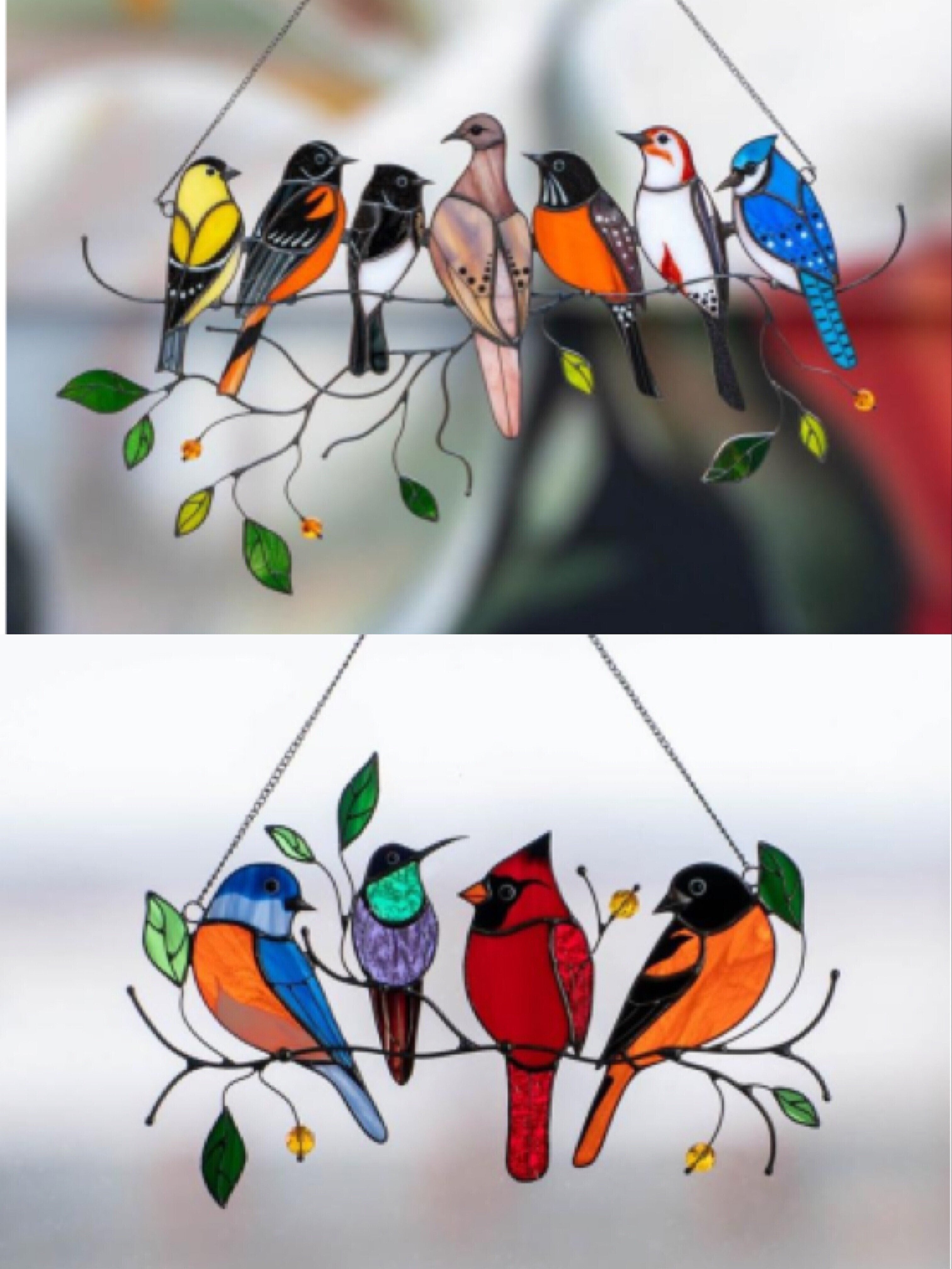 Last Day Special Sale 🐦The Best Gift-Birds Stained Window Panel Hangings🎁