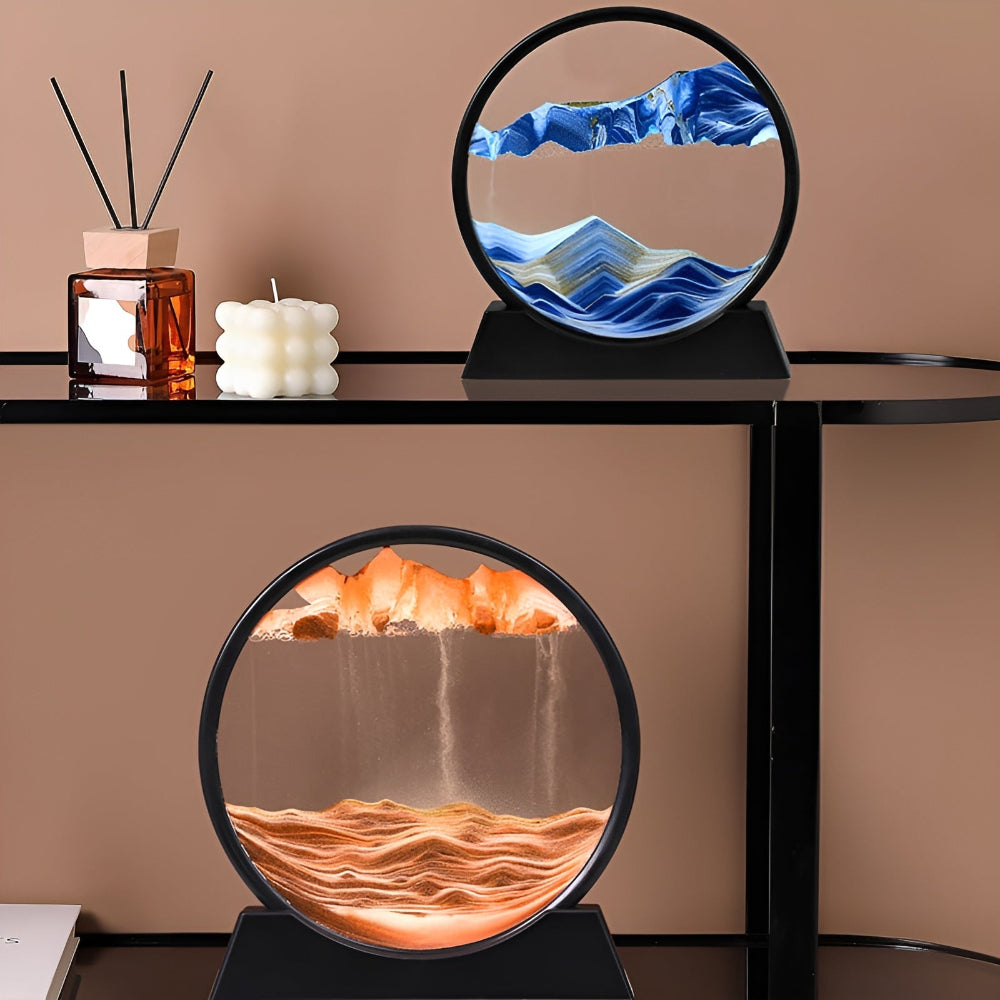 Dynamic Moving Sand Art - Serene Glass Landscape for Any Space