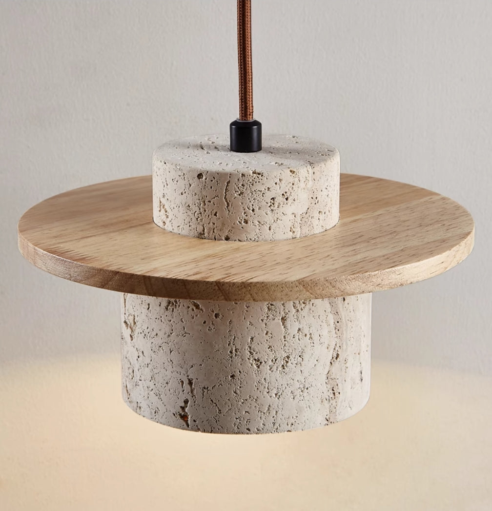 AuraStone: Travertine Pendant Light - Natural Elegance for Your Space