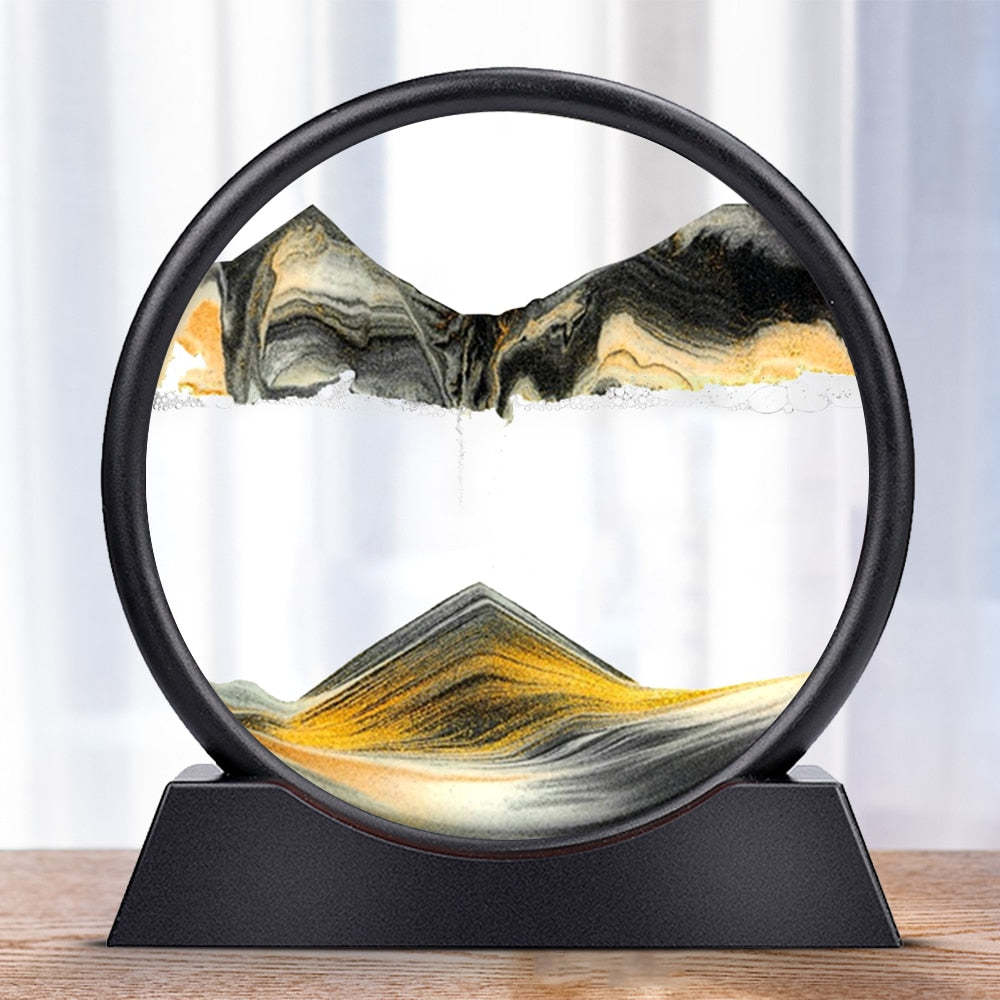 Dynamic Moving Sand Art - Serene Glass Landscape for Any Space